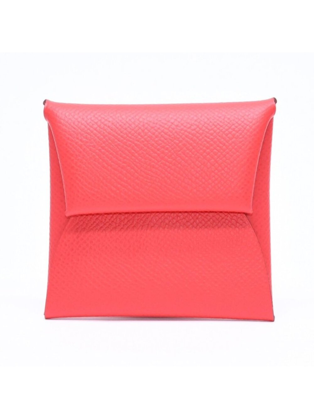 Hermes Wallet Coin Purse Bastia Red Silver Veau Epsom